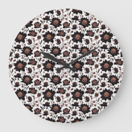 Farbige Blume Muster Design 23 - Wall Clock Große Wanduhr