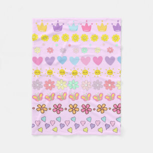 Farbige Blume - Muster für Sonne und Herz, rosa Bl Fleecedecke