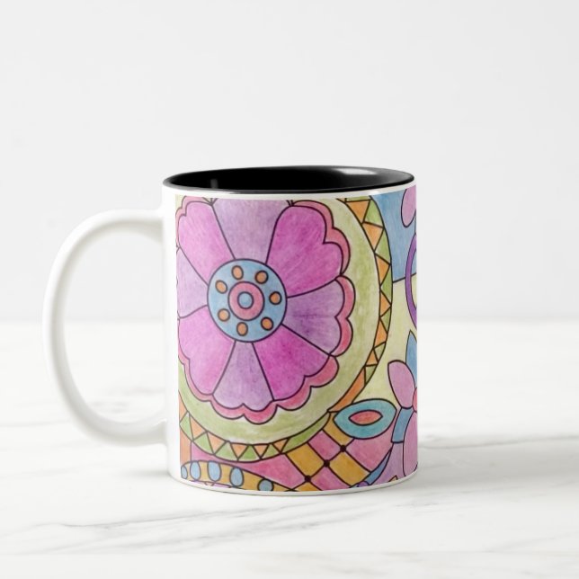 Farbige Blume Muster Kaffeemaschine Tasse (Links)