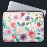 Farbige Blume Muster Laptopschutzhülle<br><div class="desc">Elegante moderne,  farbenfrohe Blume zeichnen Aquarellbilder mit individuellem Monogramm aus.</div>