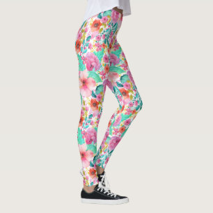 Farbige Blume Muster Leggings