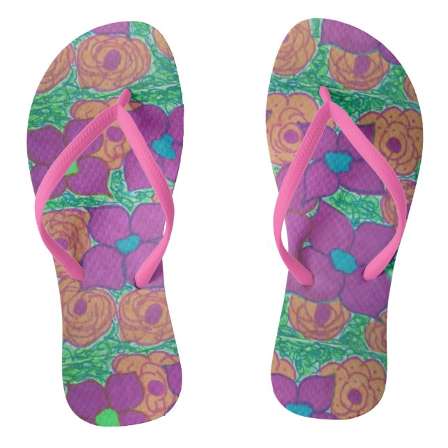 Farbige Blume Muster Tropische Flip Flops (Fußbett)