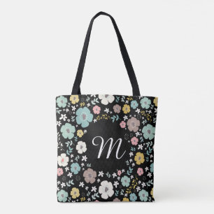 Farbige Blume Muster und Rahmen mit Monogramm