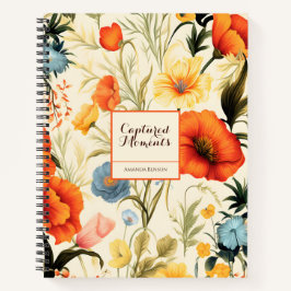 Farbige Blume Mustermalerei in Beige Notizbuch
