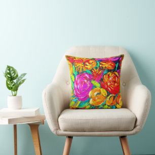 Farbige Blume Ölgemälde. Jetzt kaufen Kissen