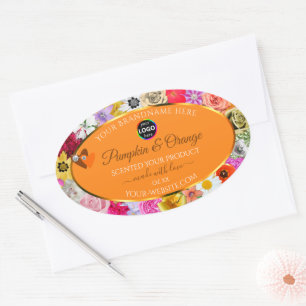 Farbige Blume Orangefarbene Produktmarken Das Logo Ovaler Aufkleber