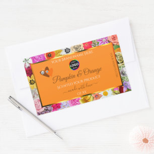 Farbige Blume Orangefarbene Produktmarken Das Logo Rechteckiger Aufkleber