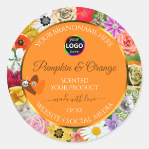 Farbige Blume Orangefarbene Produktmarken Das Logo Runder Aufkleber