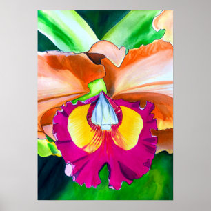 Farbige Blume Orchideen Poster