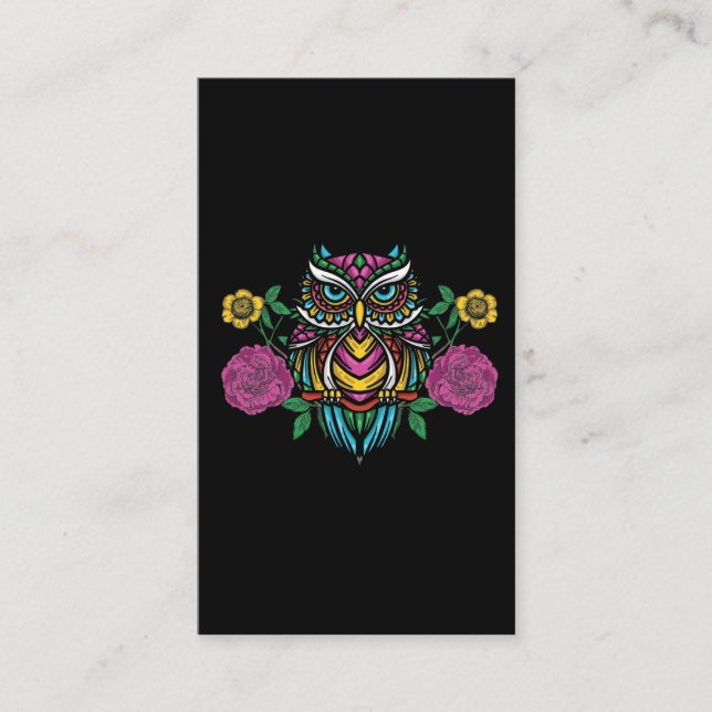 Farbige Blume Owl Graphic Floral Forest Animal Visitenkarte (Vorderseite)