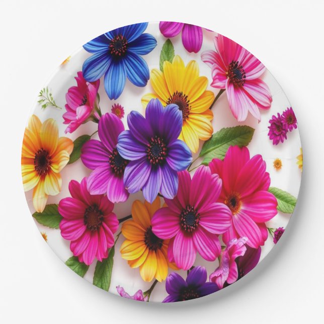farbige Blume Pappteller (Vorderseite)