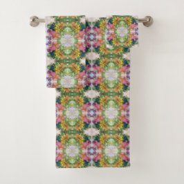 Farbige Blume Petals Aquarellmuster Malerei Badhandtuch Set