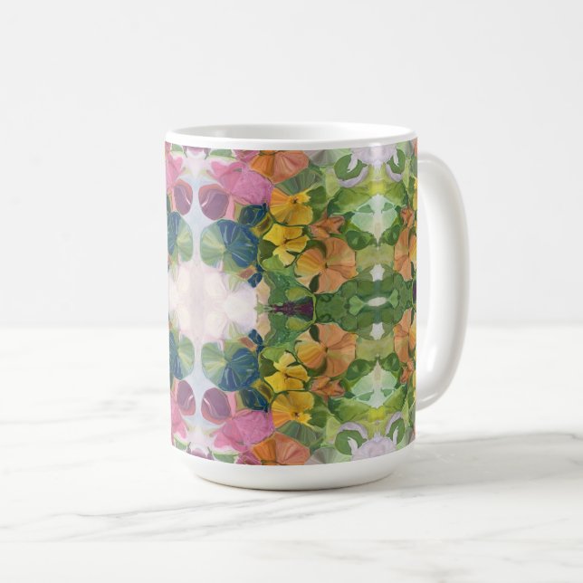 Farbige Blume Petals Aquarellmuster Malerei Kaffeetasse (VorderseiteRechts)