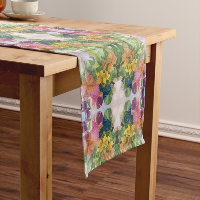 Farbige Blume Petals Aquarellmuster Malerei Kurzer Tischläufer (Beispiel)