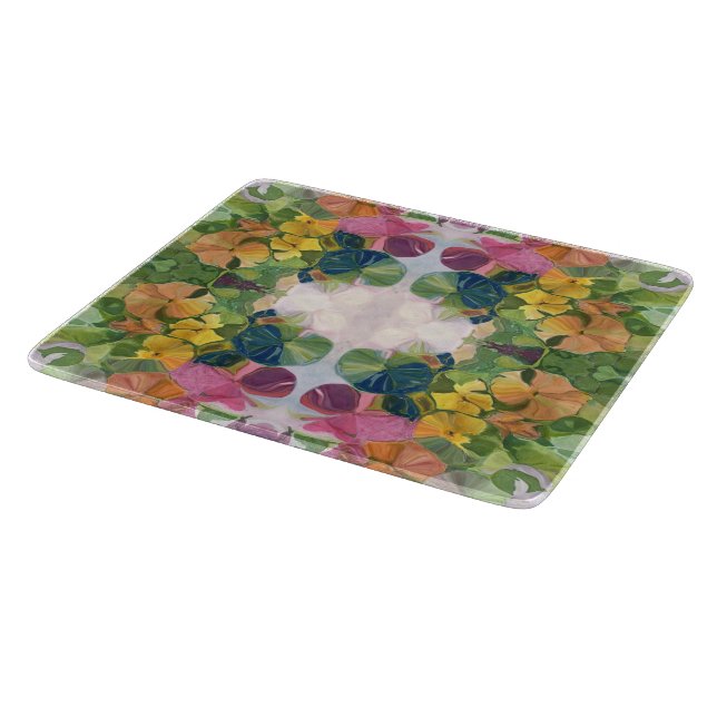 Farbige Blume Petals Aquarellmuster Malerei Schneidebrett (Ecke)