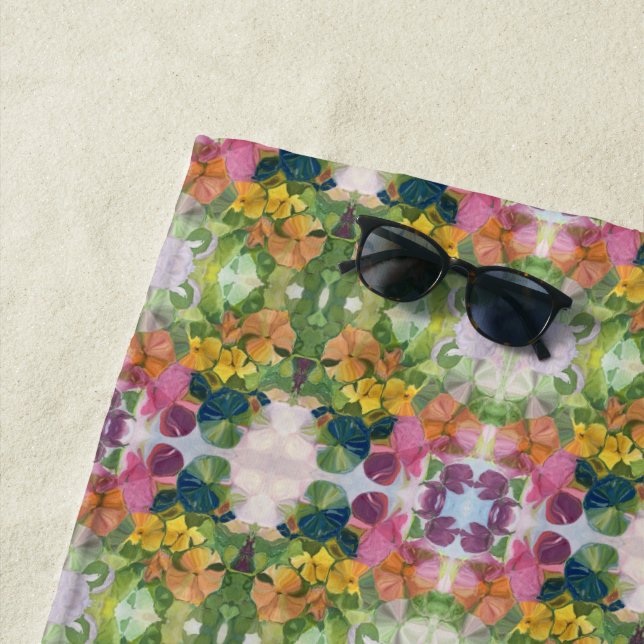 Farbige Blume Petals Aquarellmuster Malerei Strandtuch (Beispiel)