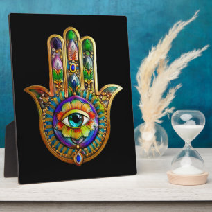 Farbige Blume Petals Türkis drittes Auge Hamsa Fotoplatte