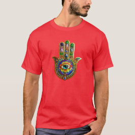 Farbige Blume Petals Türkis drittes Auge Hamsa T-Shirt