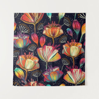 Farbige Blume Pflanze Vintages Muster Wandteppich