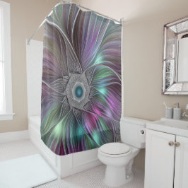 Farbige Blume Power Abstrakt Modernes Fraktal Kuns Duschvorhang
