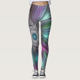Farbige Blume Power Abstrakt Modernes Fraktal Kuns Leggings