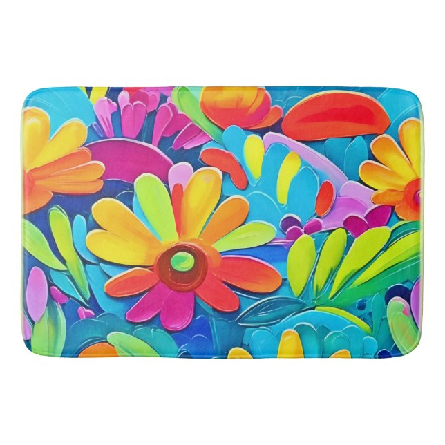 Farbige Blume Power Malerei Badematte (Vorderseite)