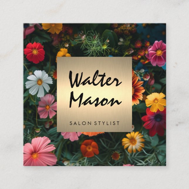 Farbige Blume Quadratische Visitenkarte (Vorderseite)