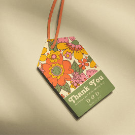 Farbige Blume Retro Vintag Danke Geschenkanhänger