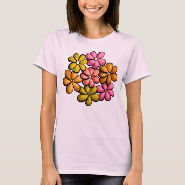 Farbige Blume Rosa Frühlingsblüte T-Shirt (Vorderseite)