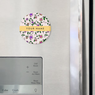 Farbige Blume, rosa Hintergrund, gelb Magnet