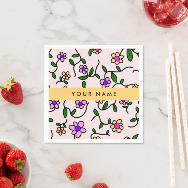 Farbige Blume, rosa Hintergrund, gelb Serviette (Beispiel)