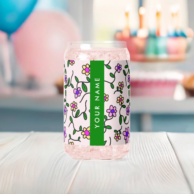 Farbige Blume, rosa Hintergrund, grün Dosenglas (Insitu (Baby Party))