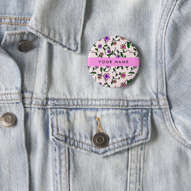Farbige Blume, rosa Hintergrund, rosa Button (Beispiel)