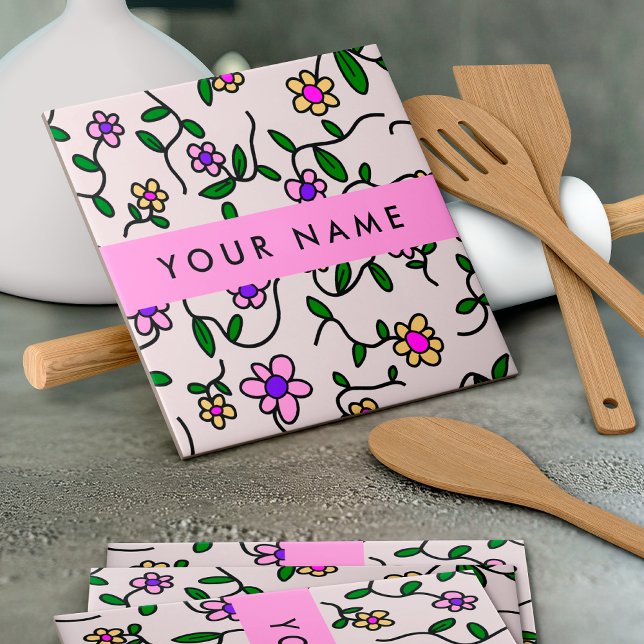 Farbige Blume, rosa Hintergrund, rosa Fliese (Von Creator hochgeladen)