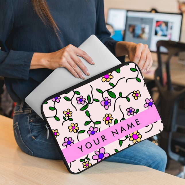 Farbige Blume, rosa Hintergrund, rosa Laptopschutzhülle (Von Creator hochgeladen)