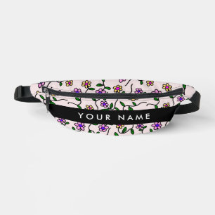 Farbige Blume, rosa Hintergrund, schwarz Bauchtasche
