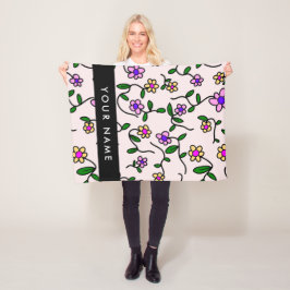 Farbige Blume, rosa Hintergrund, schwarz Fleecedecke