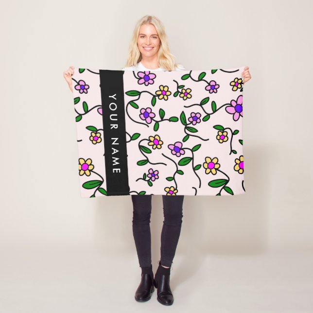 Farbige Blume, rosa Hintergrund, schwarz Fleecedecke (Beispiel)