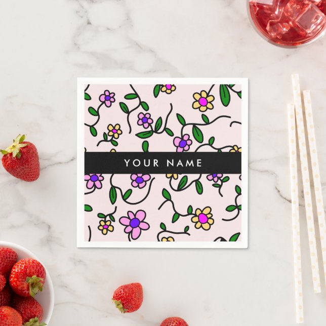 Farbige Blume, rosa Hintergrund, schwarz Serviette (Beispiel)