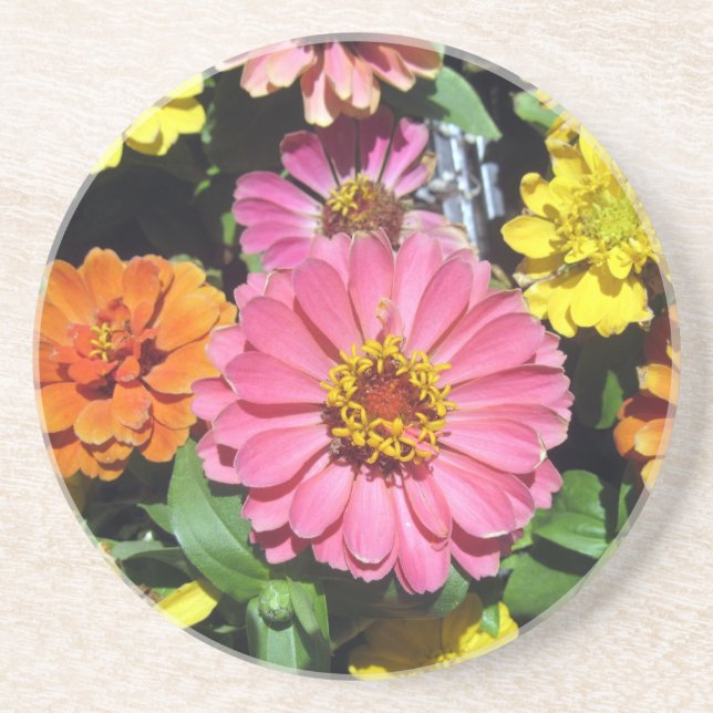 Farbige Blume Sandstein Untersetzer (Vorne)