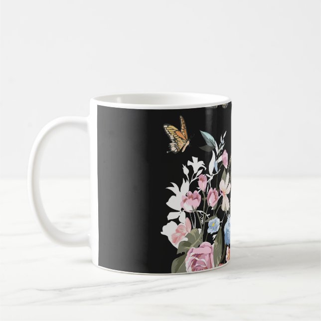Farbige Blume, Schmetterlinge, Lungenillustrierung Kaffeetasse (Links)