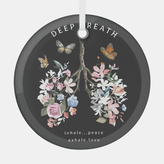 Farbige Blume, Schmetterlinge, Lungenillustrierung Ornament Aus Glas (Vorderseite)