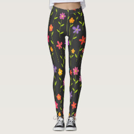 Farbige Blume schwarz Leggings