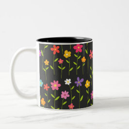 Farbige Blume schwarz Zweifarbige Tasse
