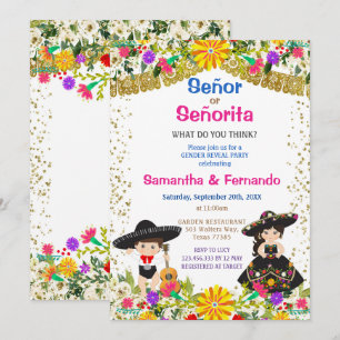 Farbige Blume Señor oder Señorita Gender Reveal  Einladung
