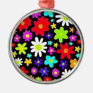 Farbige Blume Silbernes Ornament
