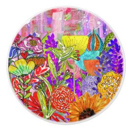 Farbige Blume Türknopf Keramikknauf