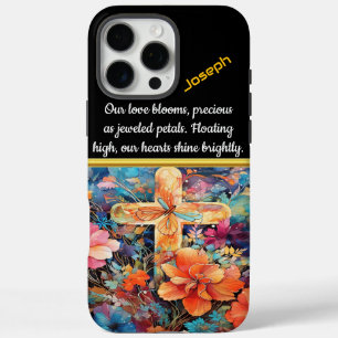 Farbige Blume um ein Kreuz herum iPhone 16 Pro Max Hülle