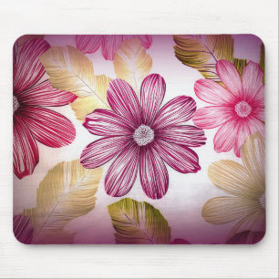 Farbige Blume und Blätter Mousepad
