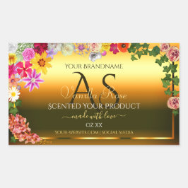 Farbige Blume und Initialen des Orange Product Lab Rechteckiger Aufkleber